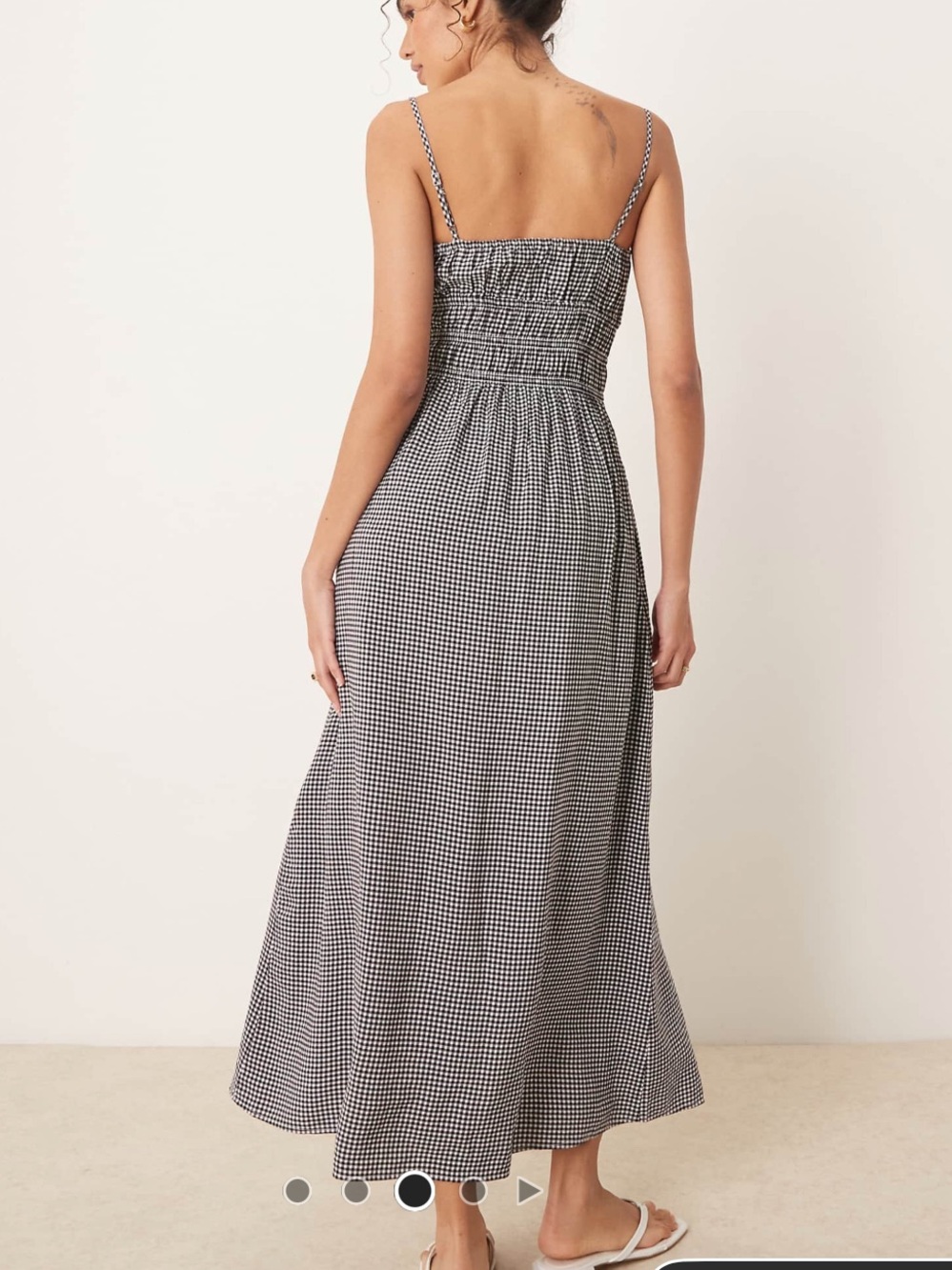 Abercrombie & Fitch Black and White Gingham Smocked Maxi Dress - Picture 3 of 6